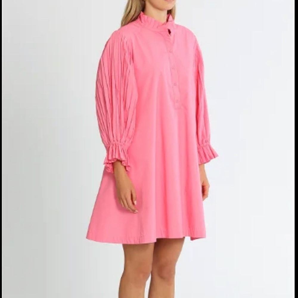 Pink ruffle sleeve dress. Size medium